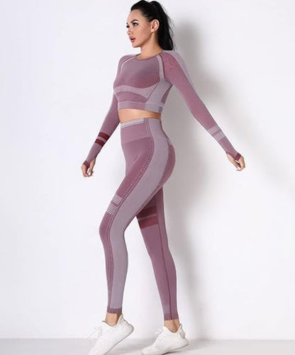 Seamless Long Sleeve Solid Yoga Set - ZumBuys