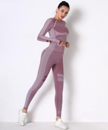 Seamless Long Sleeve Solid Yoga Set - ZumBuys
