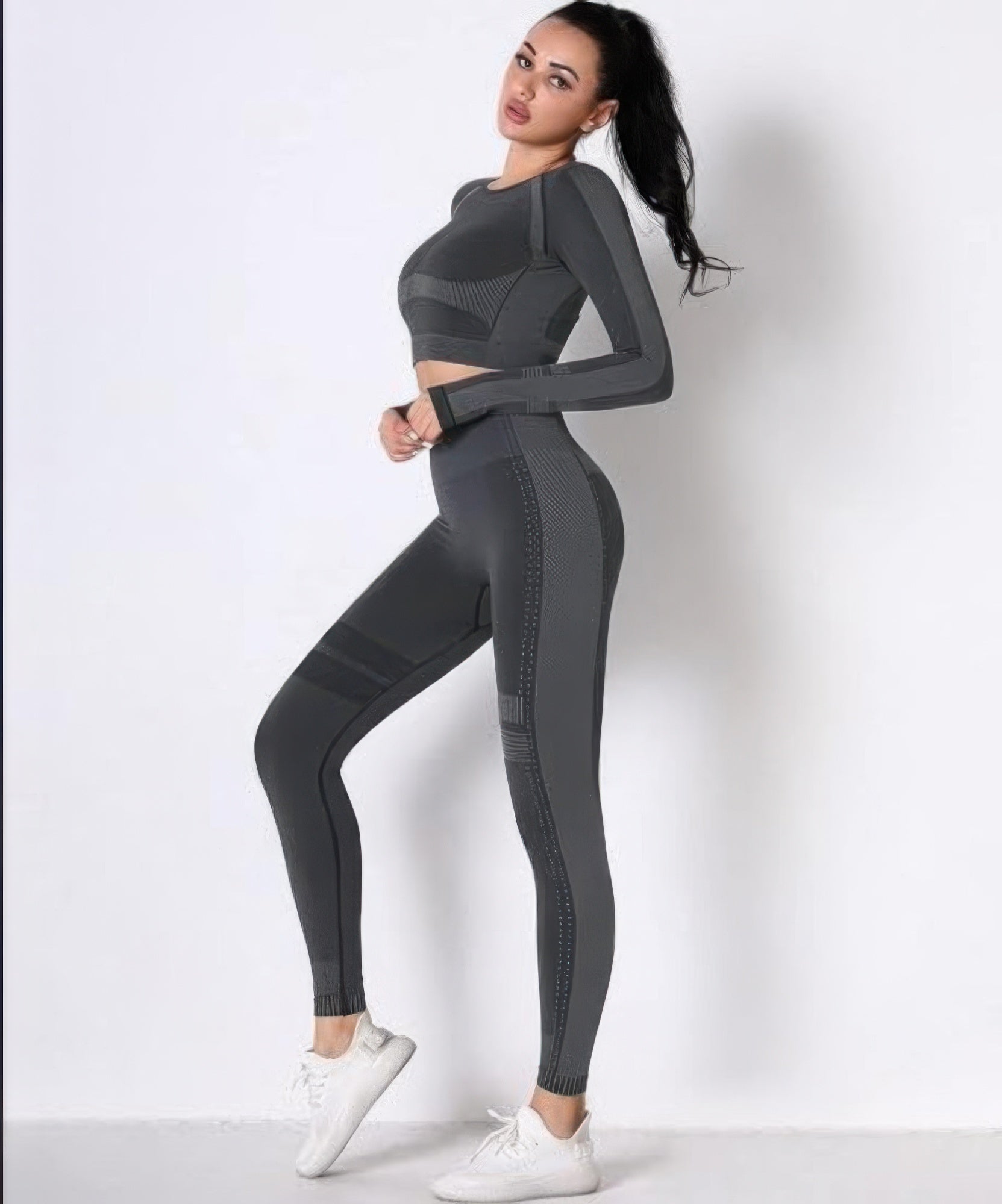 Seamless Long Sleeve Solid Yoga Set - ZumBuys