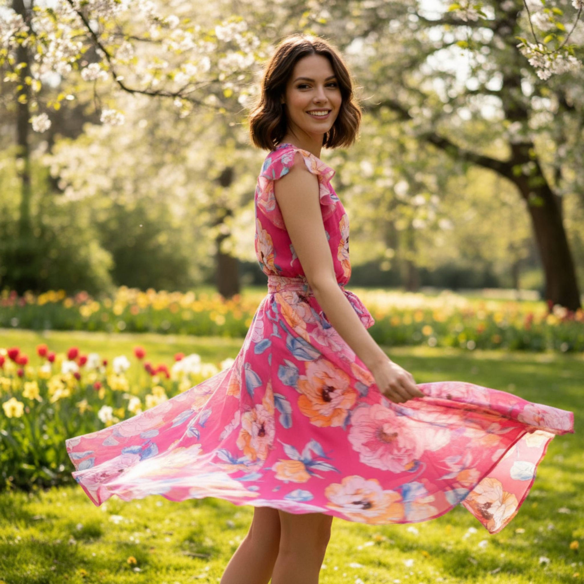 Shelby & Palmer Floral Ruffled Sleeve - ZumBuys