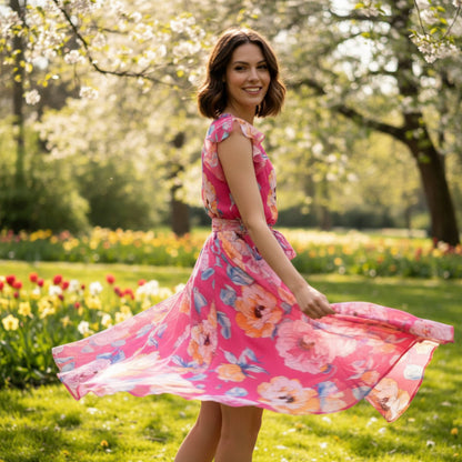 Shelby & Palmer Floral Ruffled Sleeve - ZumBuys