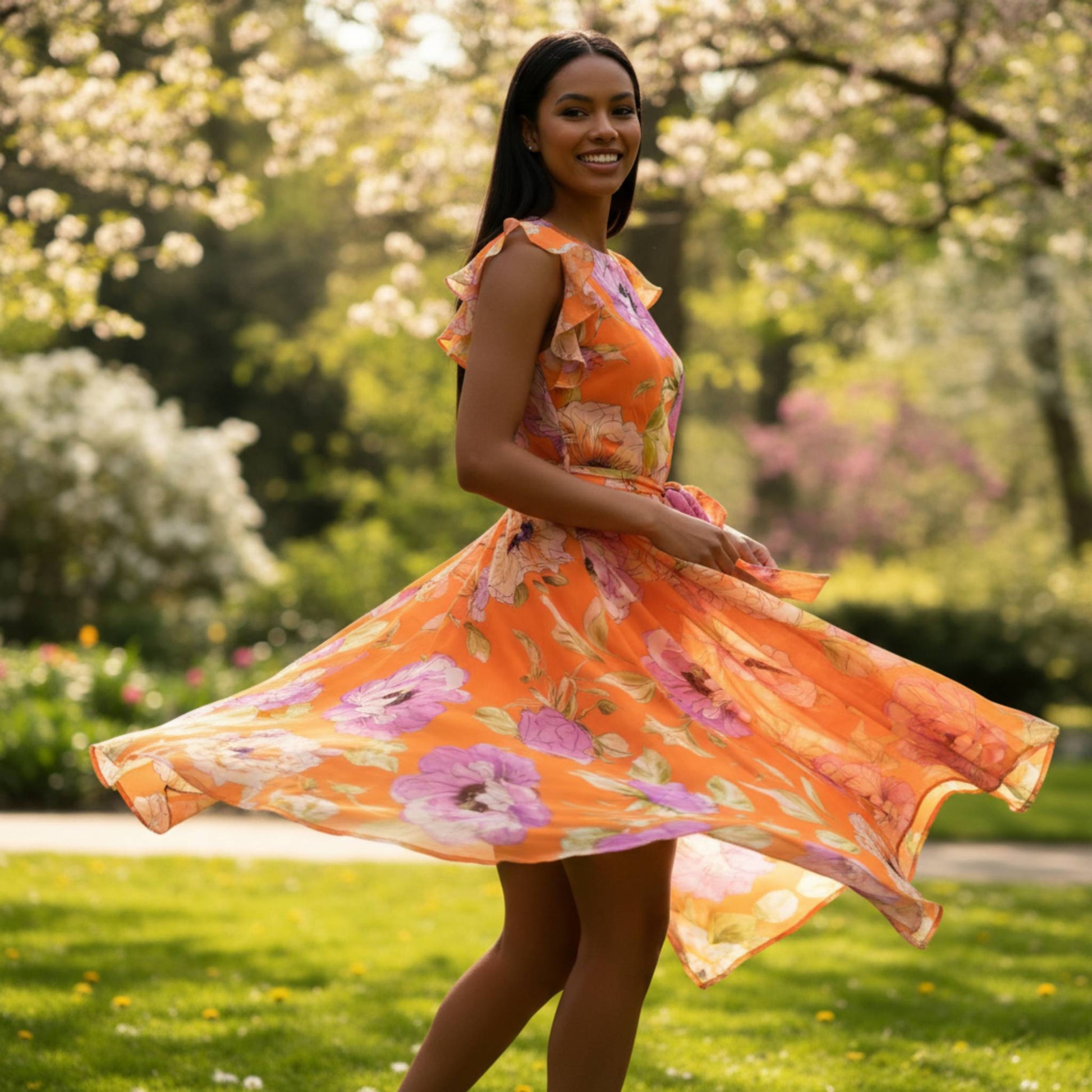 Shelby & Palmer Floral Ruffled Sleeve - ZumBuys