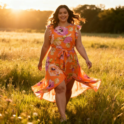 Shelby & Palmer Floral Ruffled Sleeve - ZumBuys