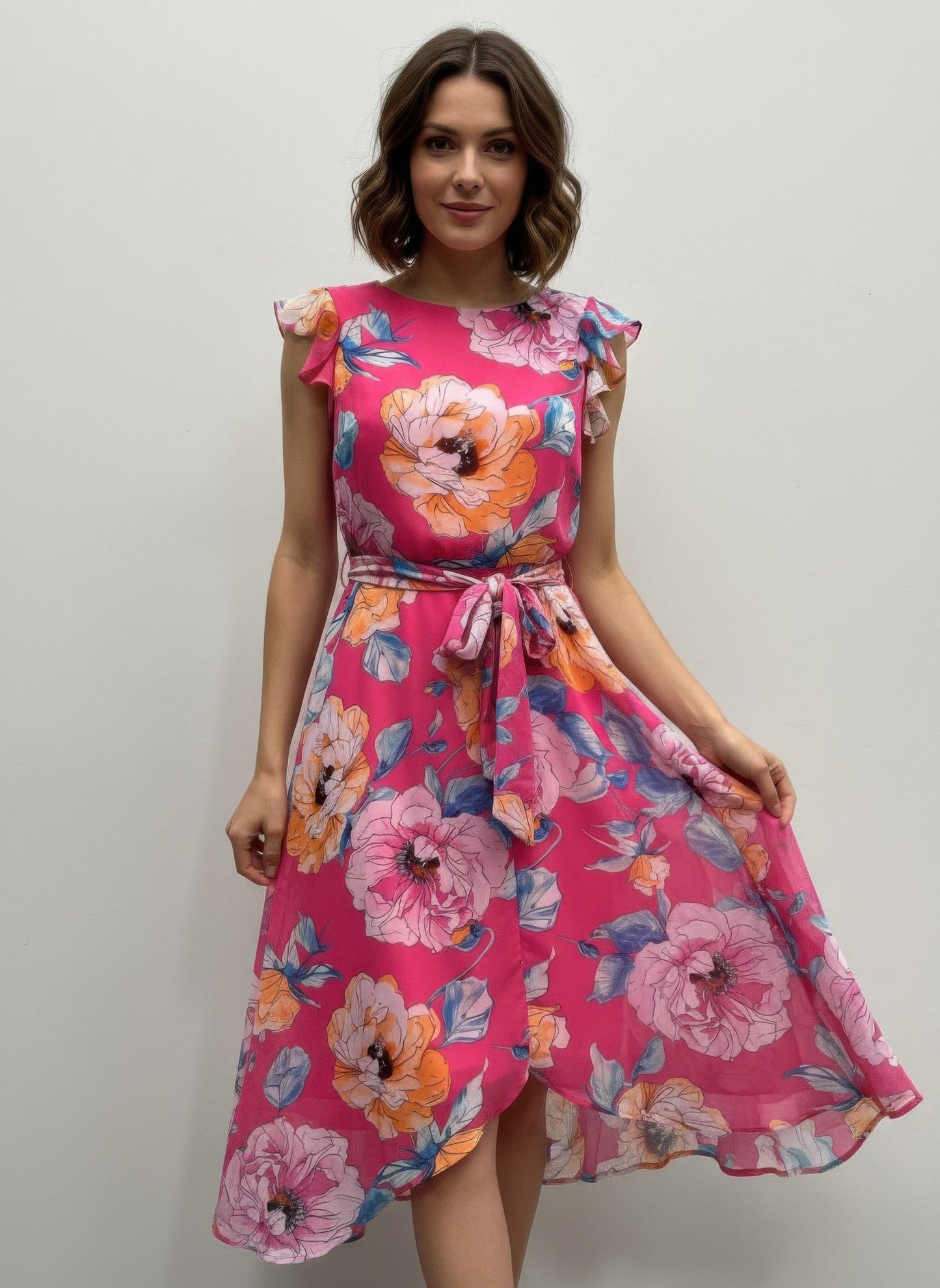 Shelby & Palmer Floral Ruffled Sleeve - ZumBuys