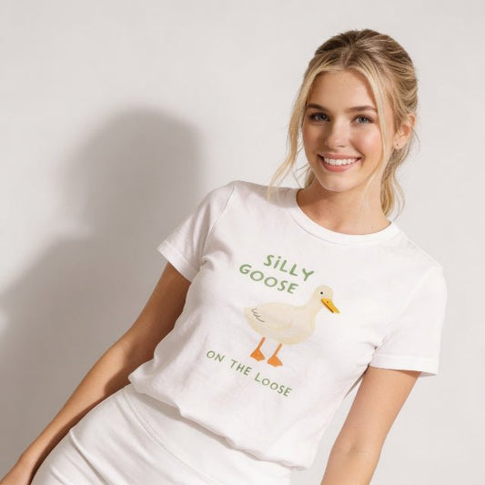 Silly Goose On The Loose Graphic Tee – Cute Funny Women’s T-Shirt - ZumBuys