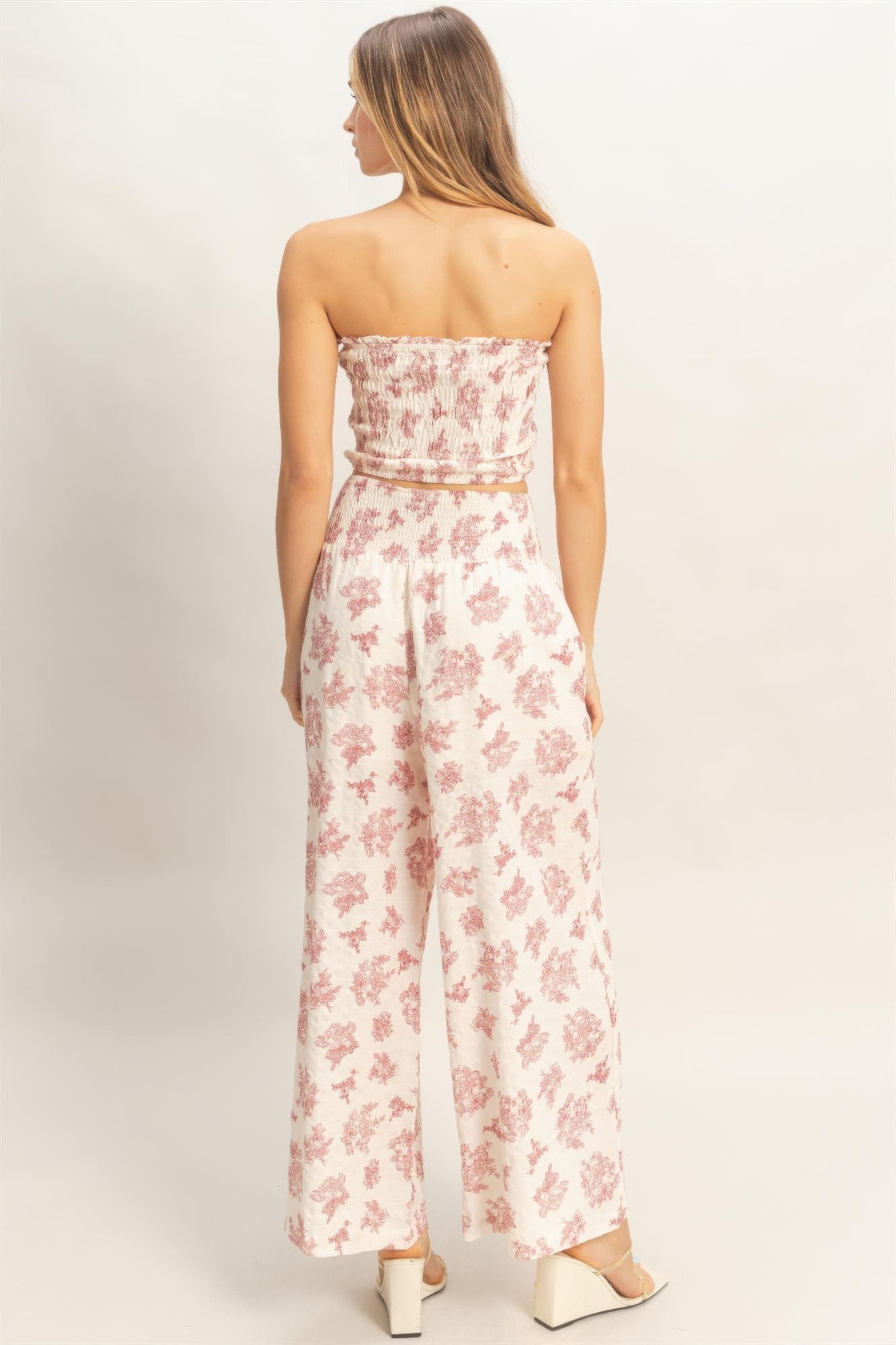 Smocked Tube Top & Wide Leg Pants Set | Women’s Summer Two Piece Outfit - ZumBuys