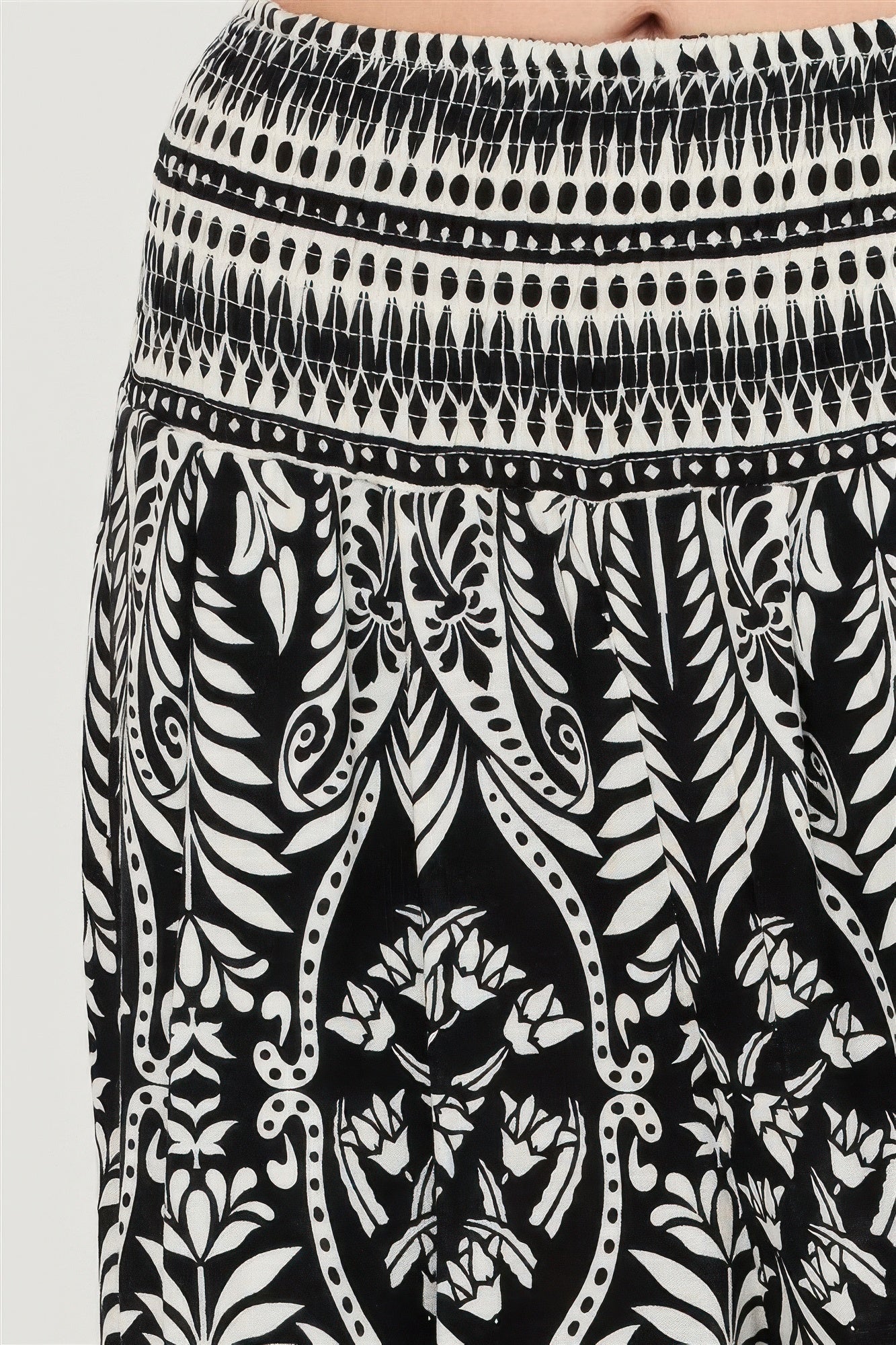 Smocked Waist Floral Pants – Women’s Wide Leg Boho Pants with Pockets - ZumBuys