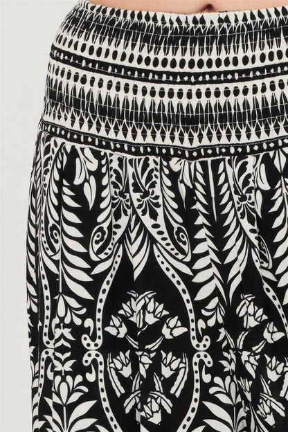 Smocked Waist Floral Pants – Women’s Wide Leg Boho Pants with Pockets - ZumBuys