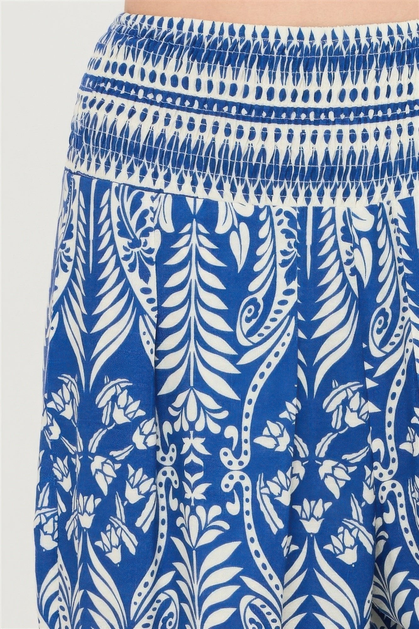 Smocked Waist Floral Pants – Women’s Wide Leg Boho Pants with Pockets - ZumBuys