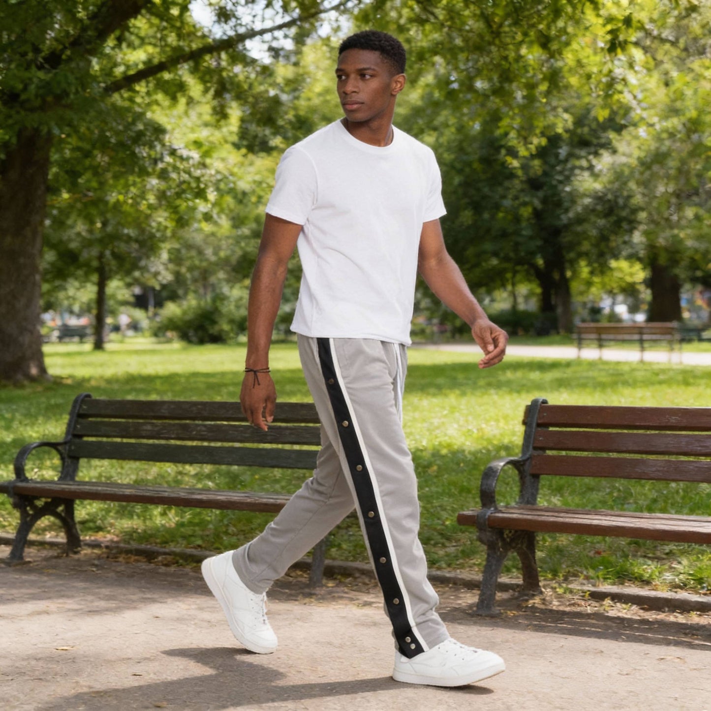 Snap Button Track Pants - ZumBuys