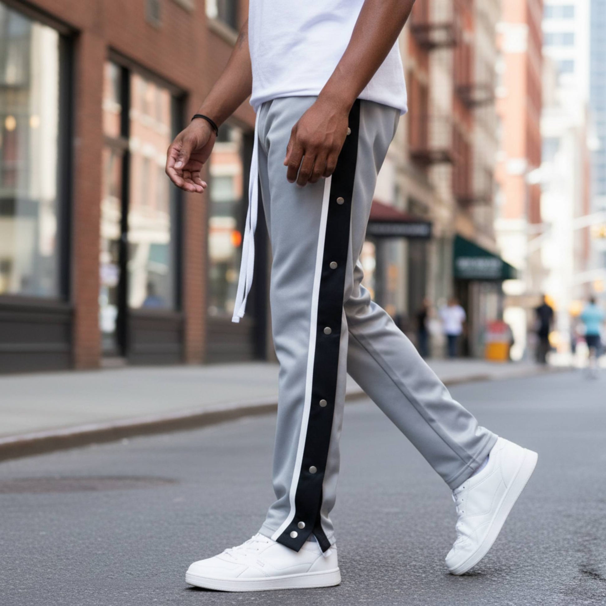 Snap Button Track Pants - ZumBuys