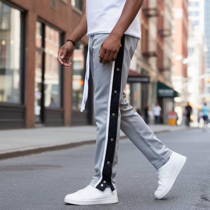 Snap Button Track Pants - ZumBuys