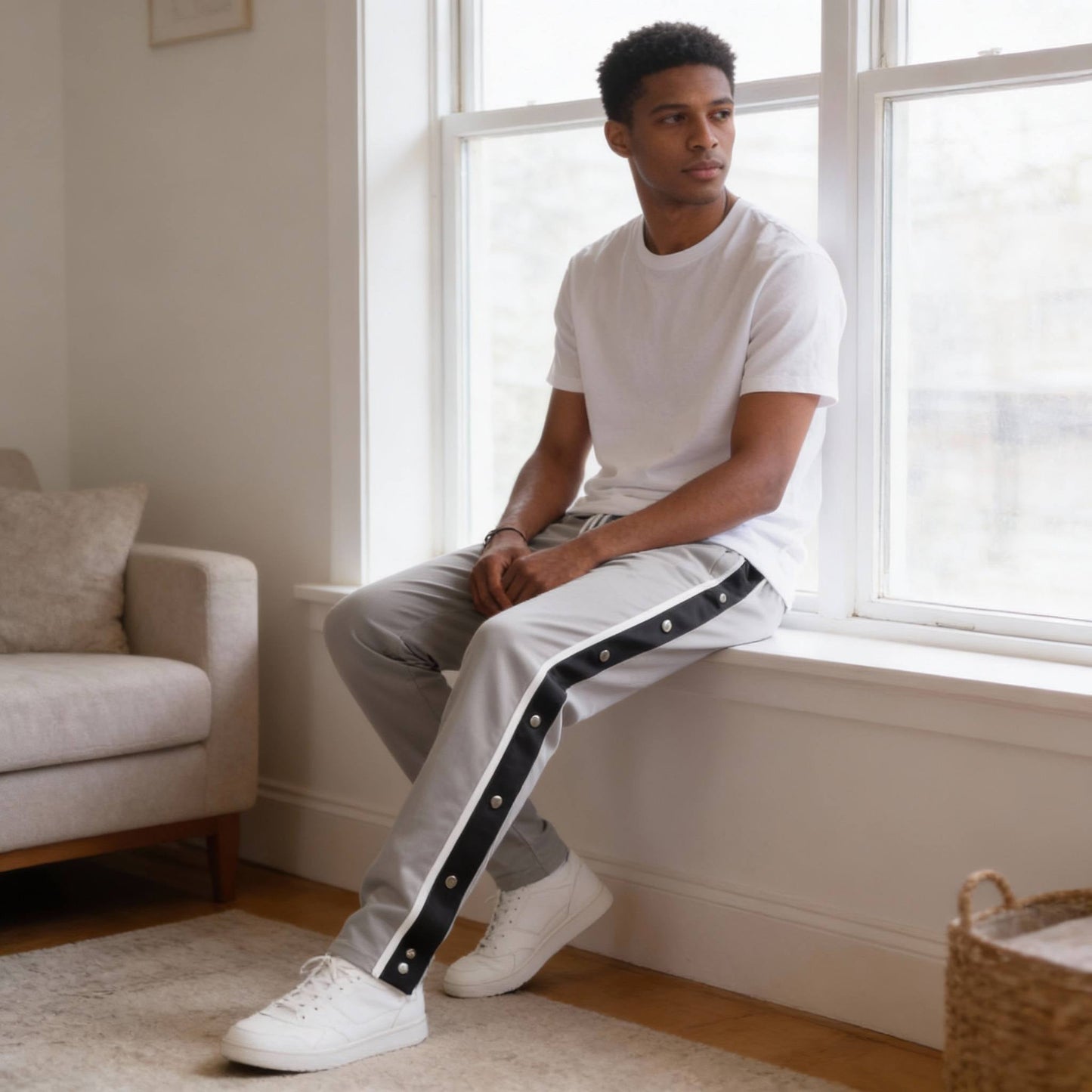 Snap Button Track Pants - ZumBuys