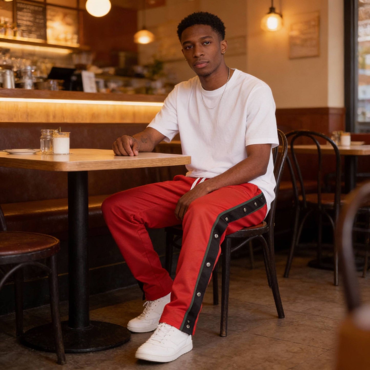 Snap Button Track Pants - ZumBuys