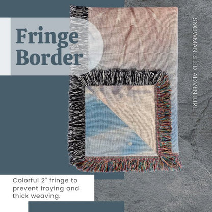 Snowman Sled Adventure Woven Blankets - ZumBuys