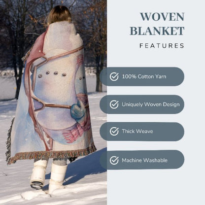 Snowman Sled Adventure Woven Blankets - ZumBuys
