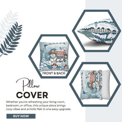 Snowy Cowboy Holiday Square Pillow Cover - ZumBuys