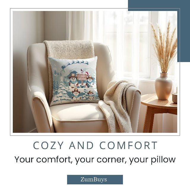 Snowy Cowboy Holiday Square Pillow Cover - ZumBuys