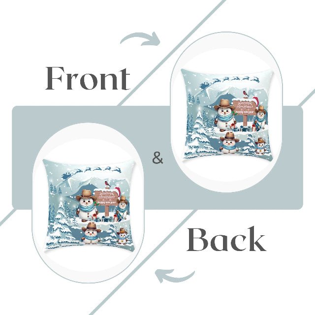 Snowy Cowboy Holiday Square Pillow - ZumBuys