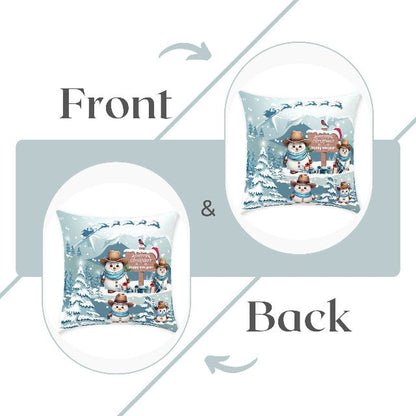 Snowy Cowboy Holiday Square Pillow - ZumBuys