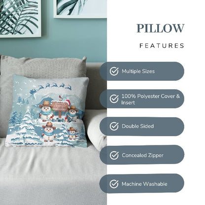 Snowy Cowboy Holiday Square Pillow - ZumBuys