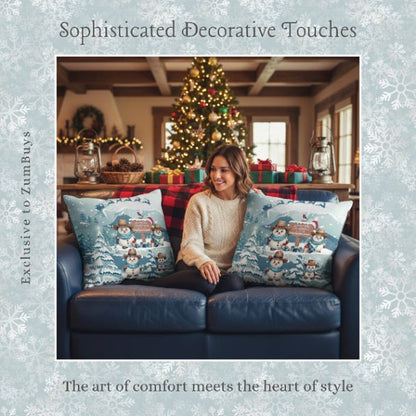 Snowy Cowboy Holiday Square Pillow - ZumBuys