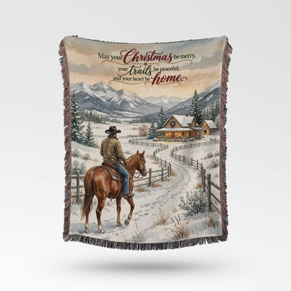 Snowy Cowboy Holiday Woven Blanket - ZumBuys