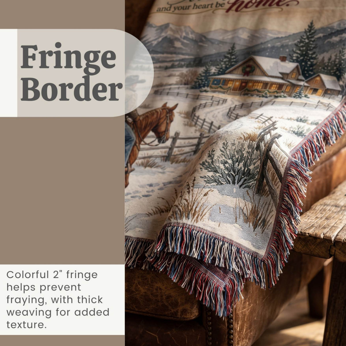 Snowy Cowboy Holiday Woven Blanket - ZumBuys