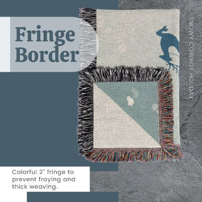 Snowy Cowboy Holiday Woven Blankets - ZumBuys