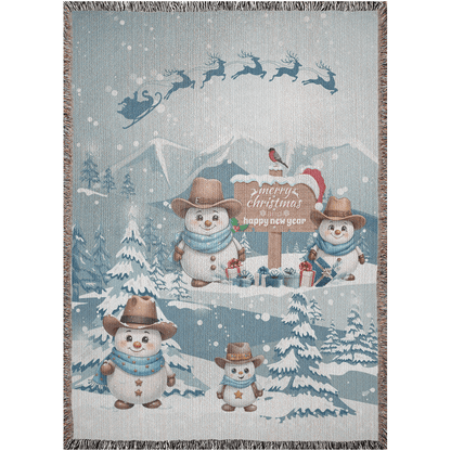 Snowy Cowboy Holiday Woven Blankets - ZumBuys