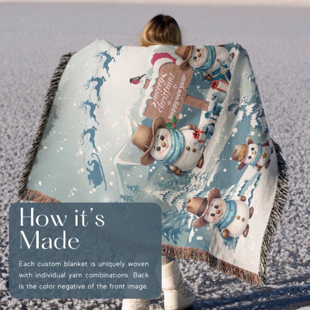 Snowy Cowboy Holiday Woven Blankets - ZumBuys