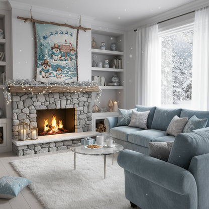 Snowy Cowboy Holiday Woven Blankets - ZumBuys