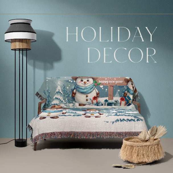 Snowy Cowboy Holiday Woven Blankets - ZumBuys