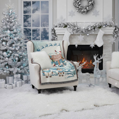 Snowy Cowboy Holiday Woven Blankets - ZumBuys