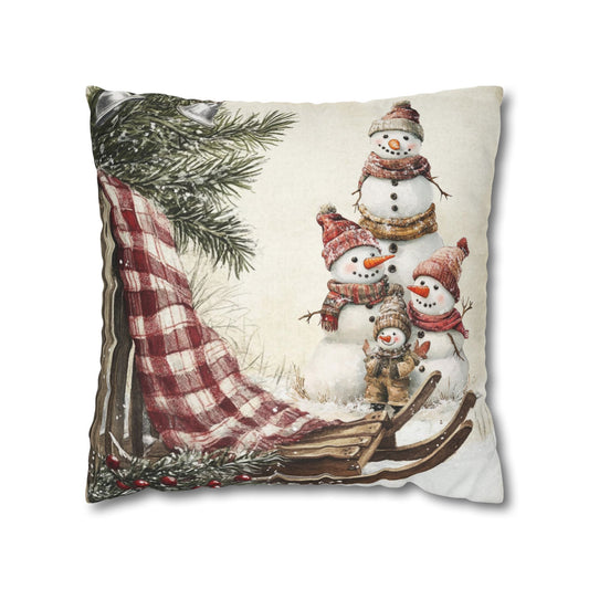 Snowy Times Together Square Pillow Cover - ZumBuys