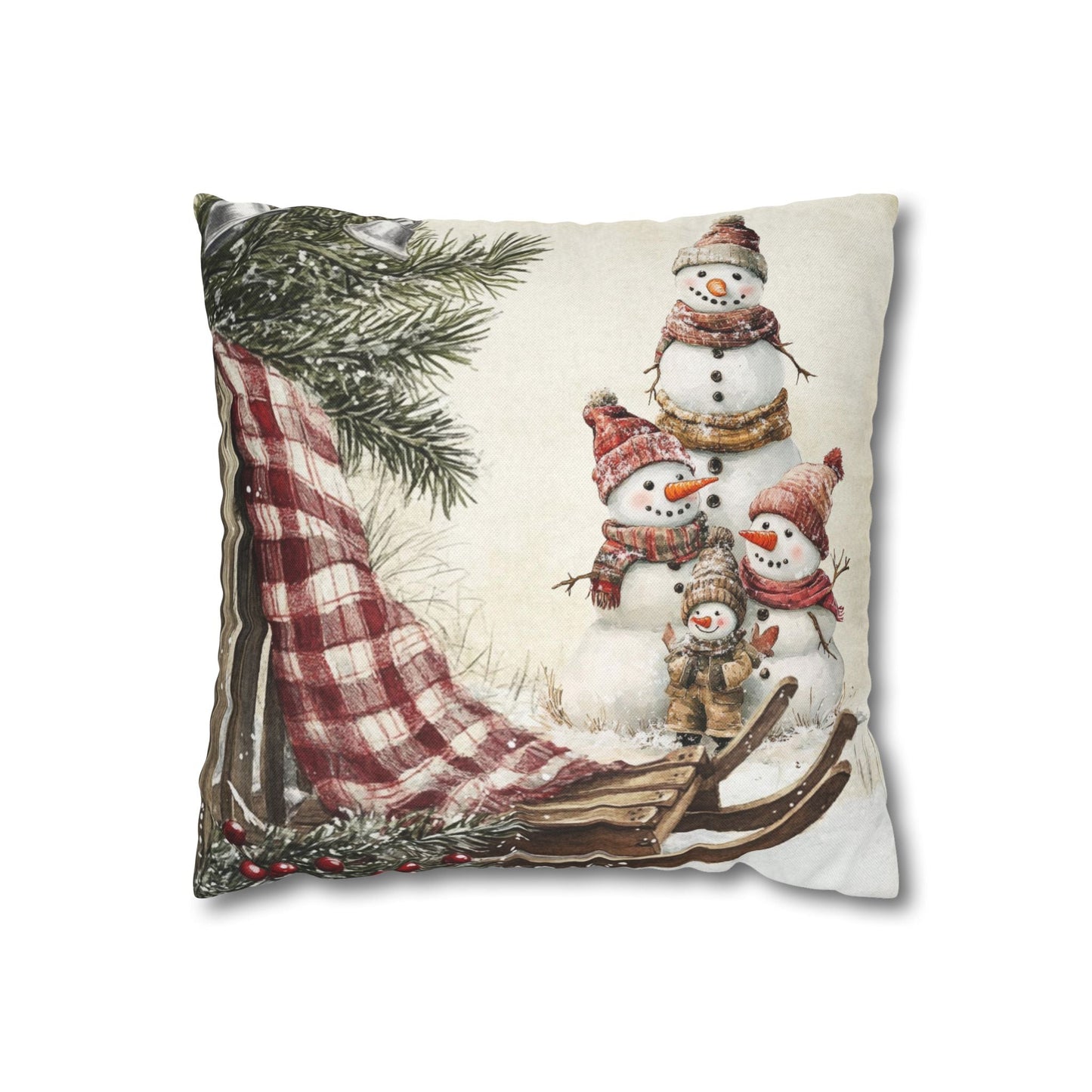 Snowy Times Together Square Pillow Cover - ZumBuys