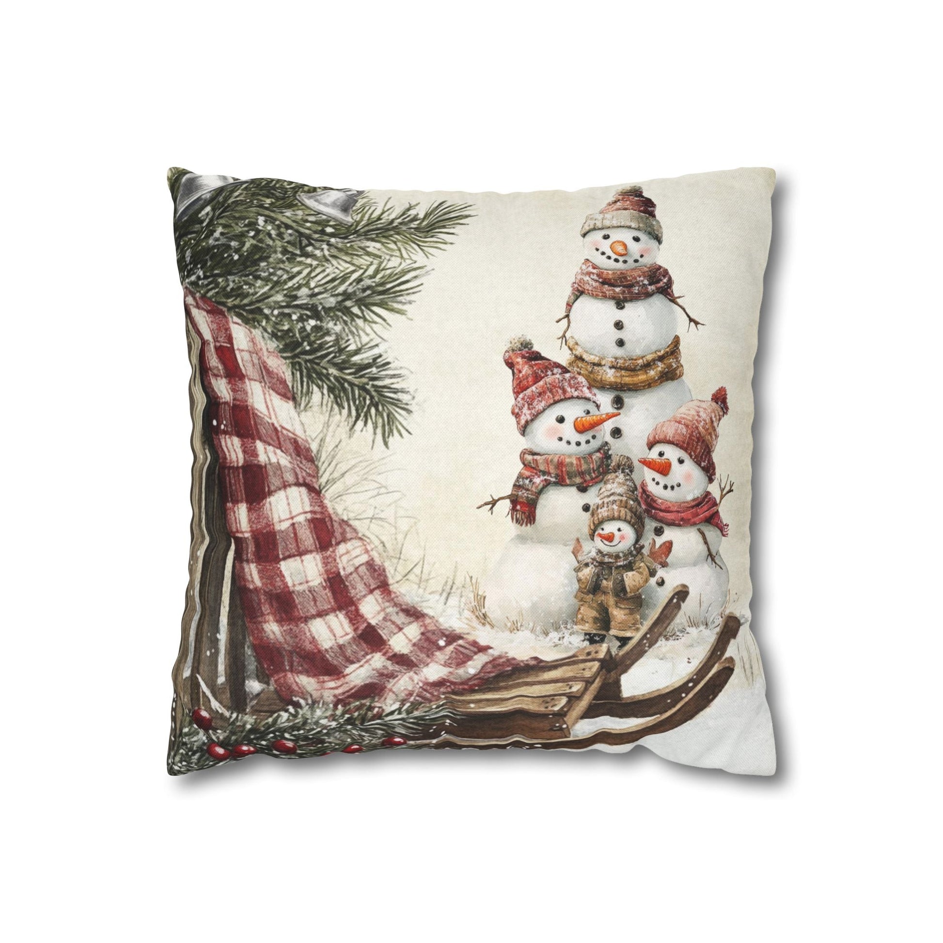 Snowy Times Together Square Pillow Cover - ZumBuys