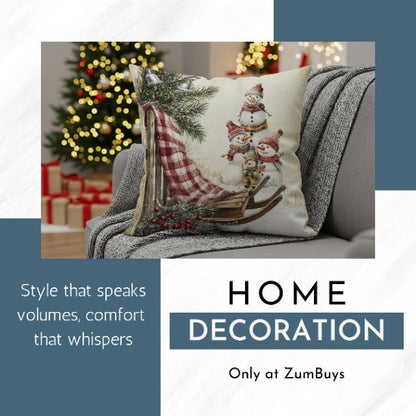 Snowy Times Together Square Pillow Cover - ZumBuys