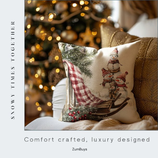 Snowy Times Together Square Pillow Cover - ZumBuys