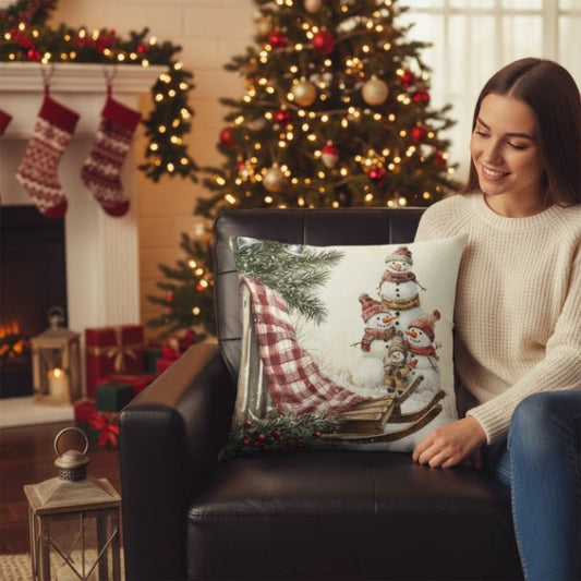 Snowy Times Together Square Pillow Cover - ZumBuys