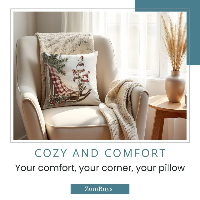 Snowy Times Together Square Pillow Cover - ZumBuys