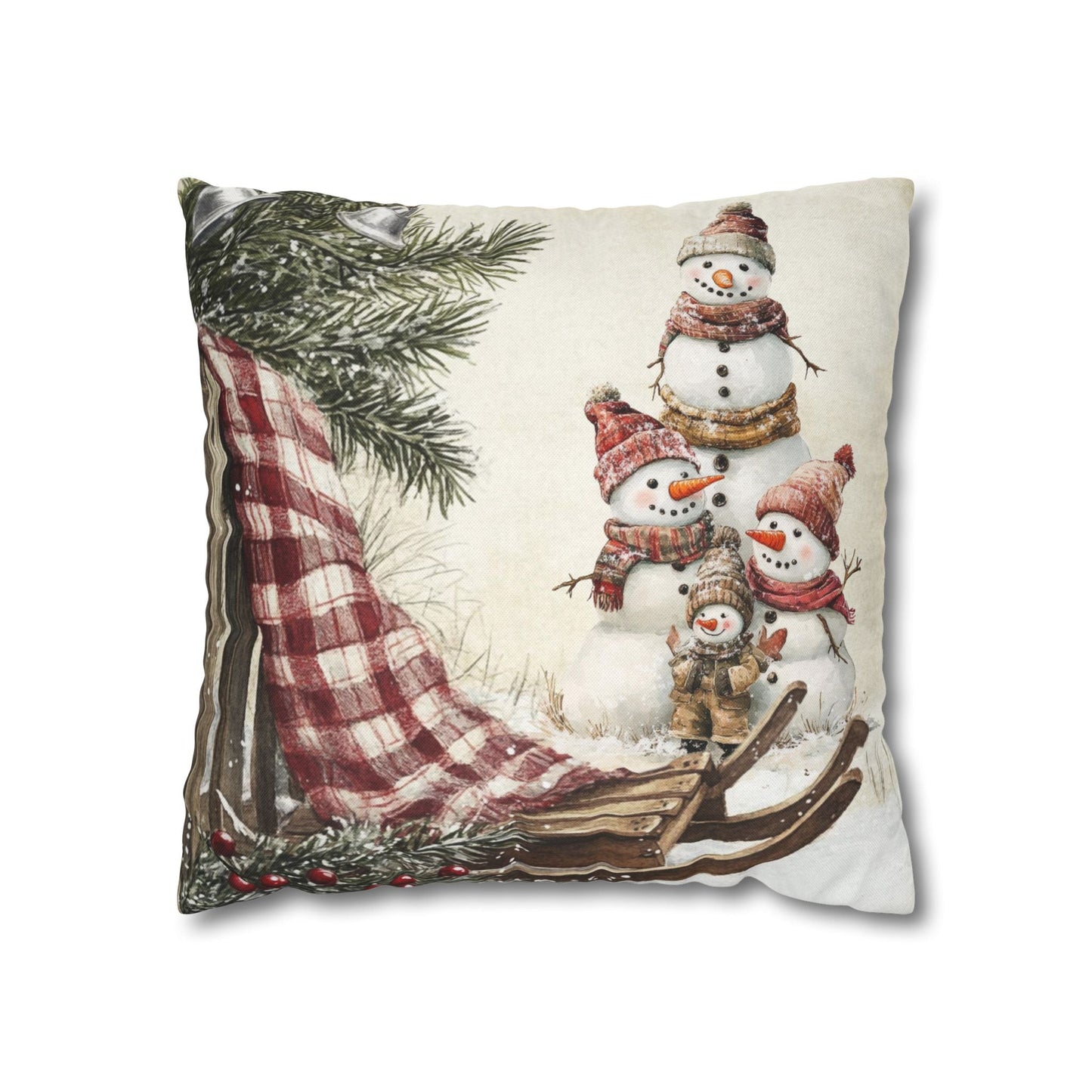 Snowy Times Together Square Pillow Cover - ZumBuys