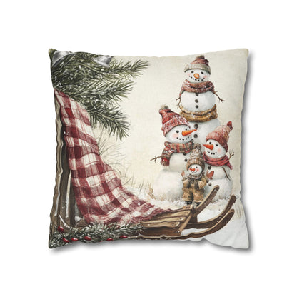 Snowy Times Together Square Pillow Cover - ZumBuys