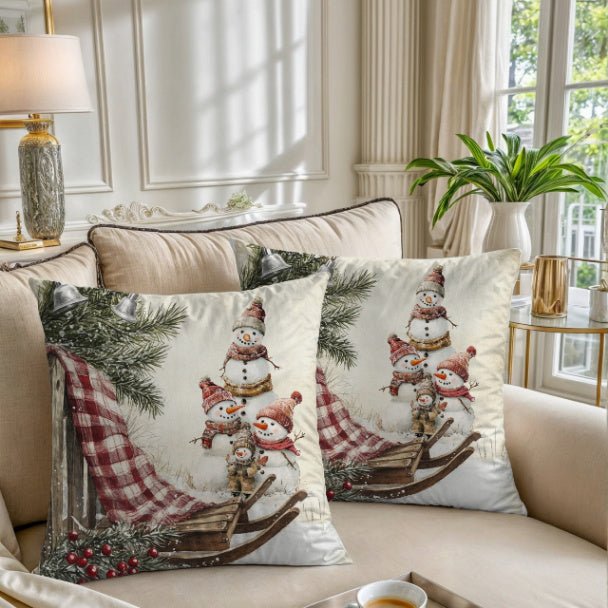 Snowy Times Together Square Pillow Cover - ZumBuys