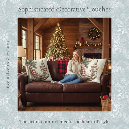 Snowy Times Together Square Pillow Cover - ZumBuys