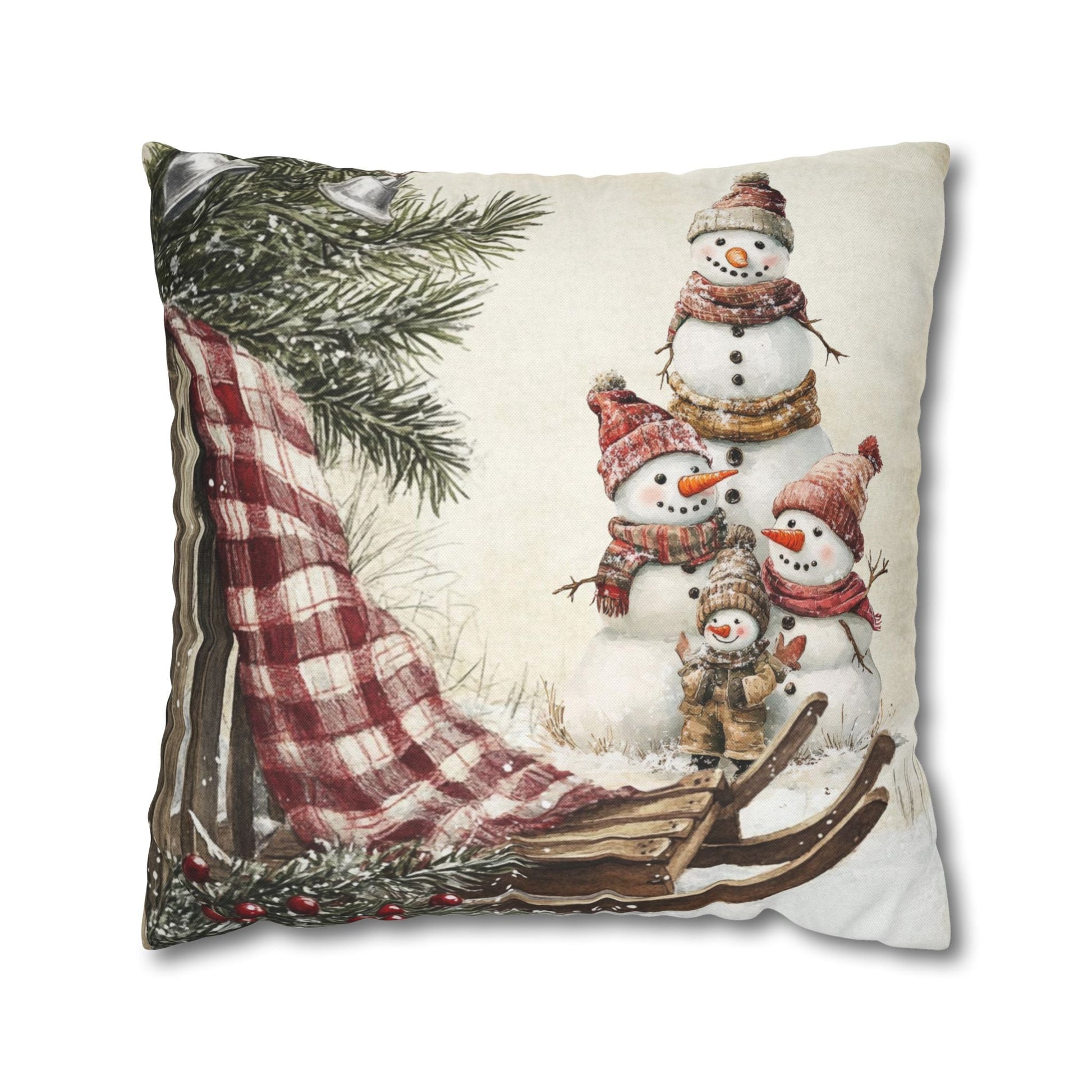 Snowy Times Together Square Pillow Cover - ZumBuys