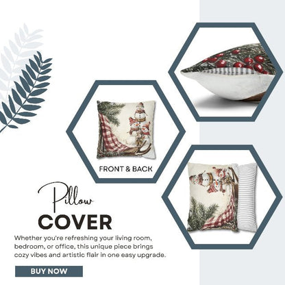 Snowy Times Together Square Pillow Cover - ZumBuys