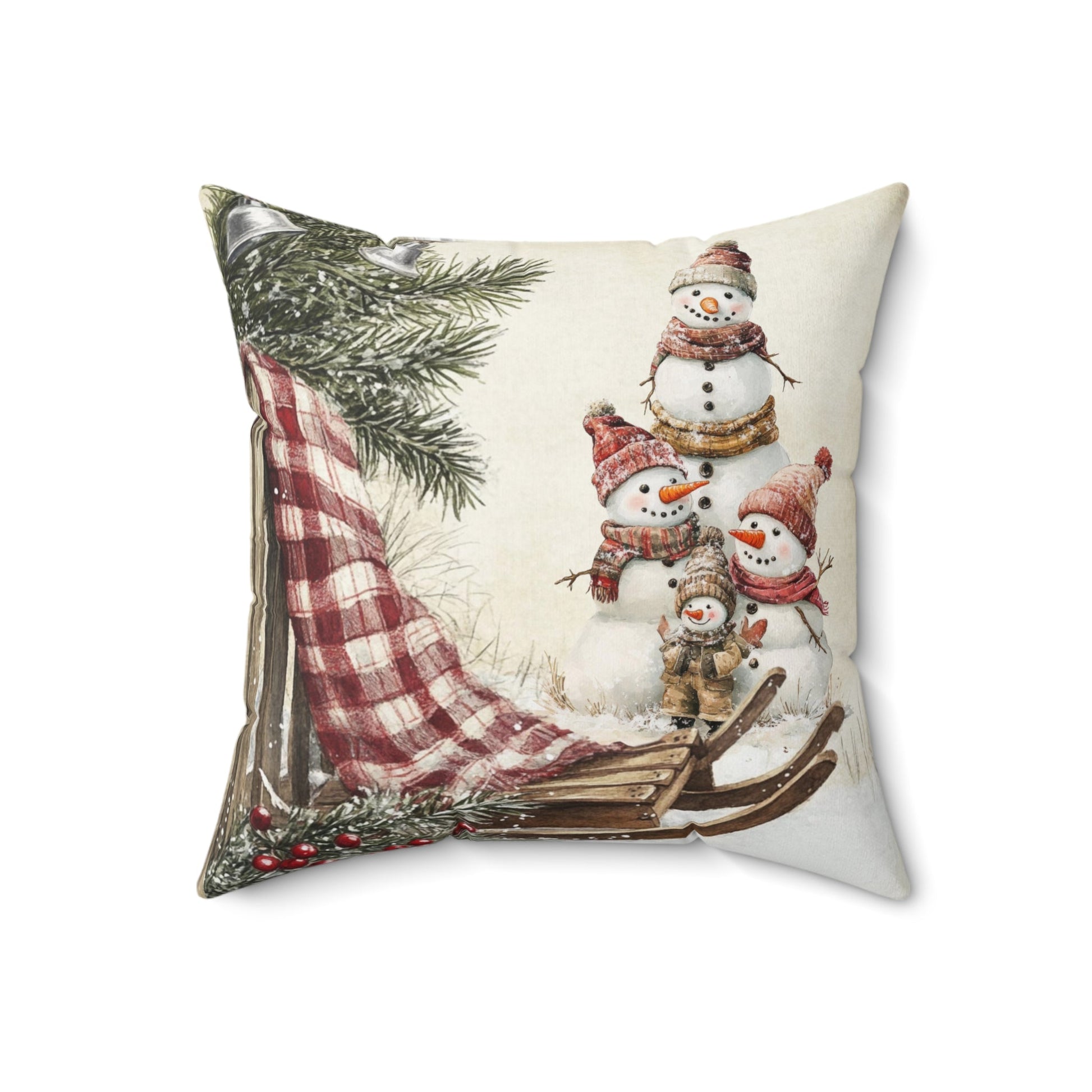 Snowy Times Together Square Pillow - ZumBuys