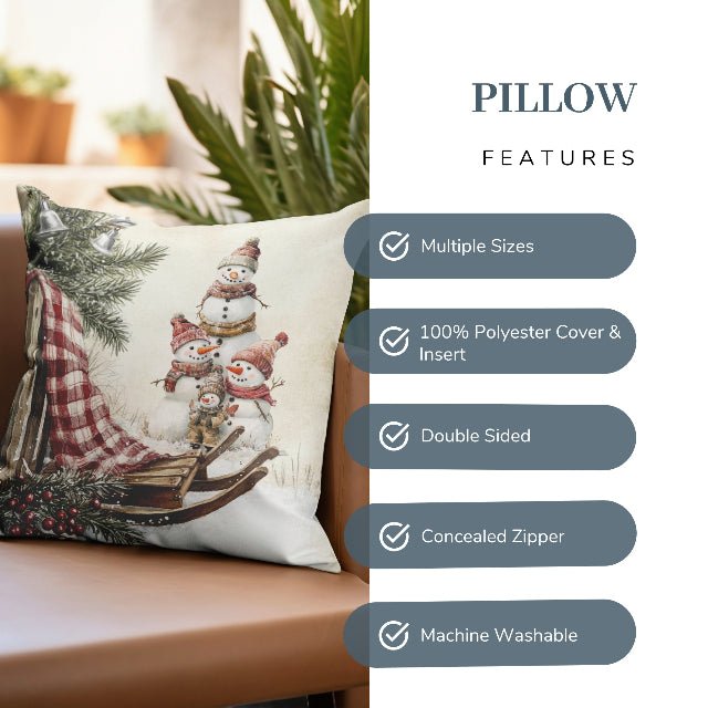 Snowy Times Together Square Pillow - ZumBuys