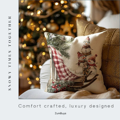 Snowy Times Together Square Pillow - ZumBuys